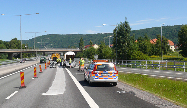 The ground surface completed test on the section of the E4 highway around Huskvarna.
