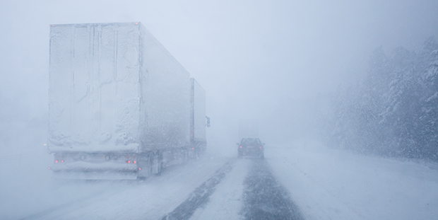 Extreme weather on a winter road