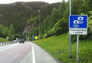 Road sign of section cameras