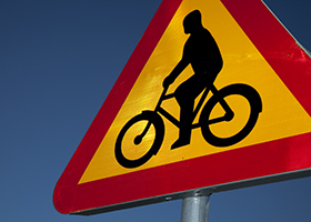 Sign with bicycle