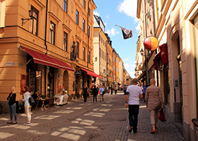 Street with people in Stockholm
