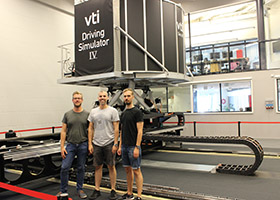 Road simulator and staff at VTI in Gothenburg, Sweden 